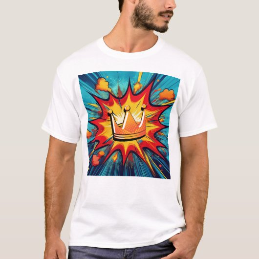 Pop Art Crown mit explosionsartiger Comic Style De T-Shirt (Vorderseite)