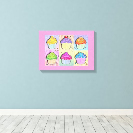 POP ART CUPCAKES Gallery Leinwanddruck (Insitu (Holzboden))