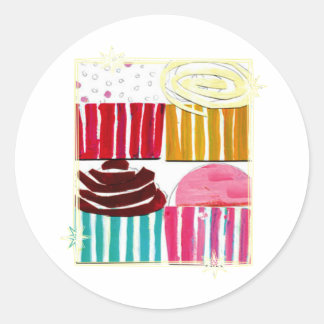 Pop Art Cupcakes Runder Aufkleber