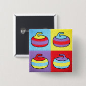 Pop-Art-Curling-Design rockt Button (Vorne & Hinten)
