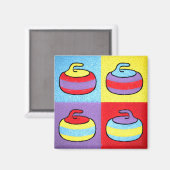 Pop-Art-Curling-Design rockt Magnet (Vorderseite/Rückseite)