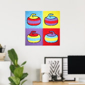 Pop-Art-Curling-Design rockt Poster (Heimbüro)
