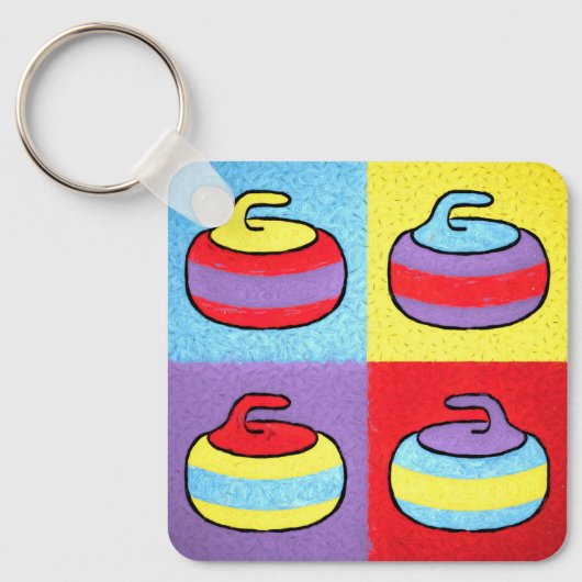 Pop-Art-Curling-Design rockt Schlüsselanhänger (Vorderseite)