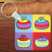 Pop-Art-Curling-Design rockt Schlüsselanhänger (Vorderseite)