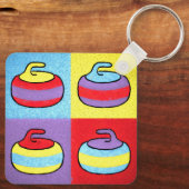 Pop-Art-Curling-Design rockt Schlüsselanhänger (Rückseite)