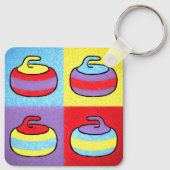 Pop-Art-Curling-Design rockt Schlüsselanhänger (Rückseite)