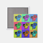 Pop Art Dachsund Dackel Panels Mehrfarbige Popart Magnet (Vorderseite/Rückseite)