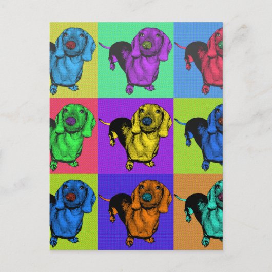 Pop Art Dachsund Dackel Panels Mehrfarbige Popart Postkarte (Vorderseite)