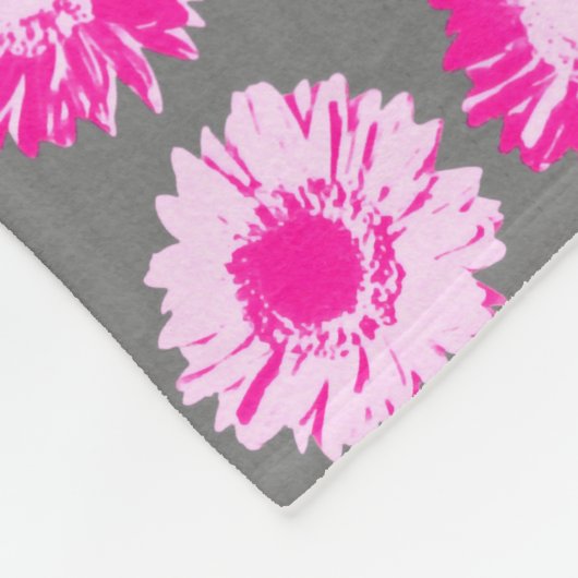 Pop Art Daisies - Fuchsia Pink und Gray Fleecedecke (Ecke)