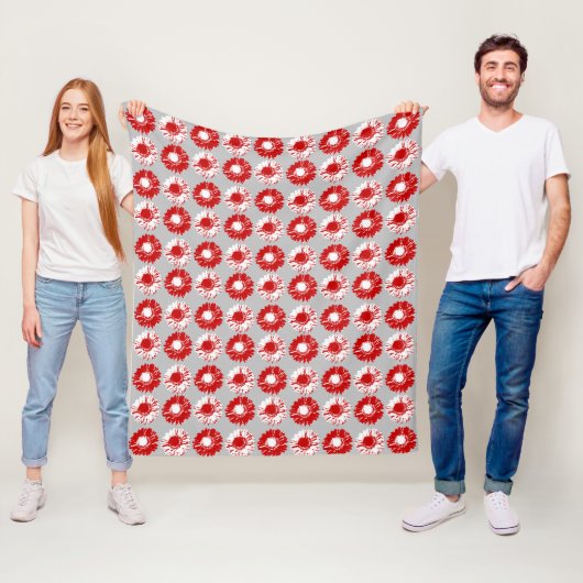Pop Art Daisies - Rot, Weiß und Grau Fleecedecke (Beispiel)