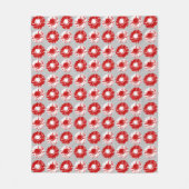 Pop Art Daisies - Rot, Weiß und Grau Fleecedecke (Vorderseite)
