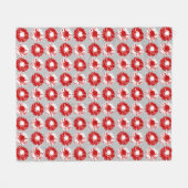 Pop Art Daisies - Rot, Weiß und Grau Fleecedecke (Vorderseite (Horizontal))