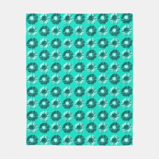 Pop Art Daisies - Türkis, Aqua und Aquamarin Fleecedecke (Vorderseite)