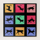 Pop Art Dancing Cat Silhouetten Puzzle (Horizontal)