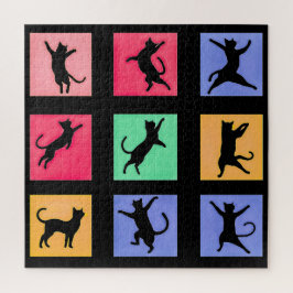 Pop Art Dancing Cat Silhouetten Puzzle