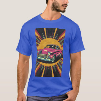 Pop-Art-Darstellung eines Oldtimers in lebendigen  T-Shirt