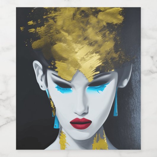 Pop Art Deco in Gold und Türkis Weinetikett (Einzelnes Label)