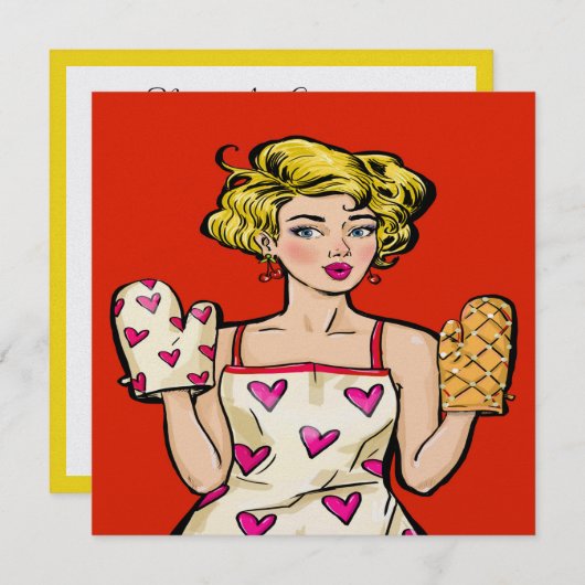 Pop Art Dinner / Cooking / Food Event Einladung (Vorne/Hinten)