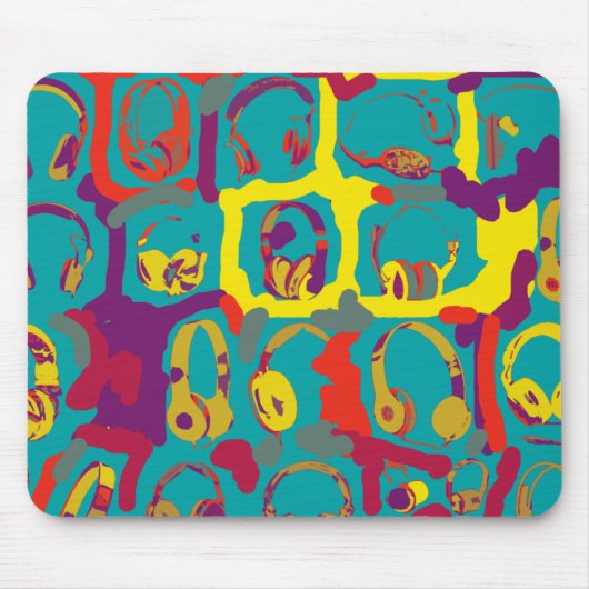 Pop Art dj Kopfhörer Mousepad (Vorne)