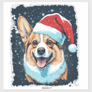 Pop Art Dog Christmas Corgi Aufkleber