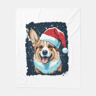 Pop Art Dog Christmas Corgi Fleecedecke