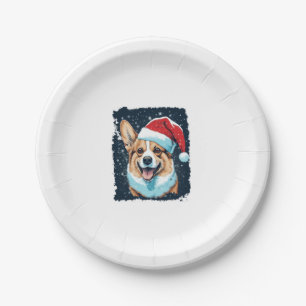 Pop Art Dog Christmas Corgi Pappteller