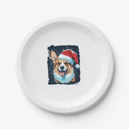 Pop Art Dog Christmas Corgi Pappteller (Vorderseite)