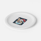 Pop Art Dog Christmas Corgi Pappteller (Schrägansicht)