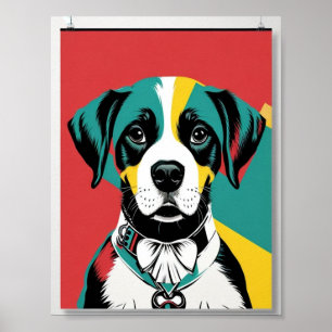 Pop Art Dog Foto - Moderne Retro Color Block Poste Poster