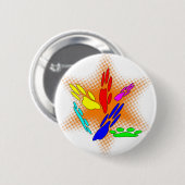 Pop Art Dog Paw Prints Button (Vorne & Hinten)