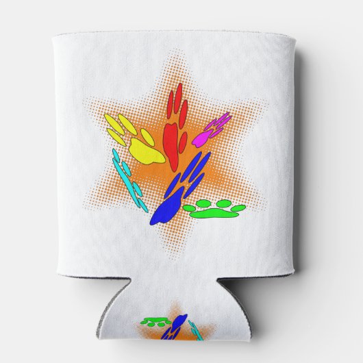 Pop Art Dog Paw Prints Dosenkühler (Rückseite)