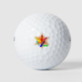 Pop Art Dog Paw Prints Golfball (Vorderseite)
