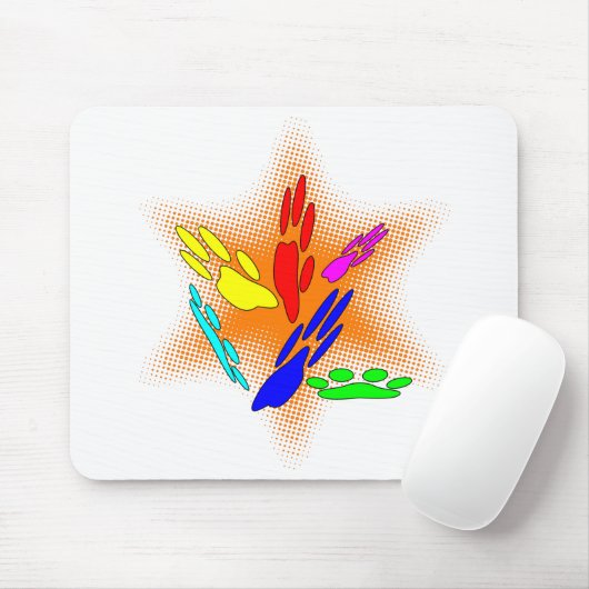 Pop Art Dog Paw Prints Mousepad (Mit Mouse)