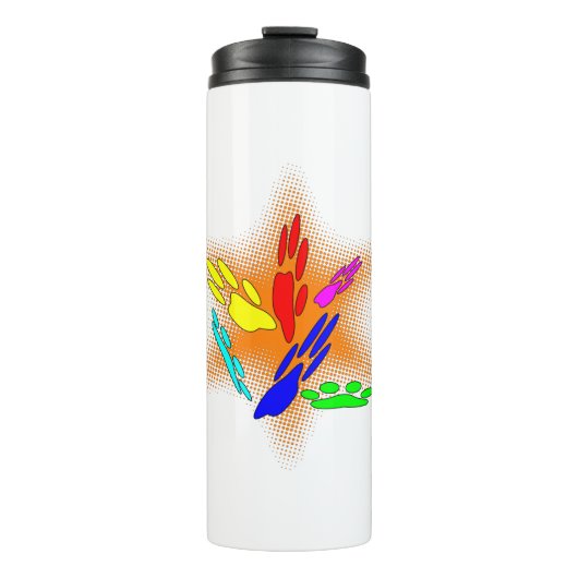 Pop Art Dog Paw Prints Thermosbecher (Vorderseite)