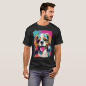 Pop Art Dog Pink Cavalier King Charles Spaniel T-Shirt (Vorne ganz)