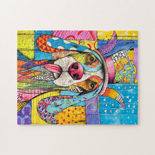Pop-Art-Dog-Portrait im Retro-Stil Puzzle (Horizontal)