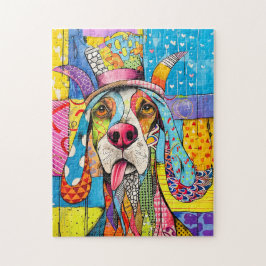 Pop-Art-Dog-Portrait im Retro-Stil Puzzle