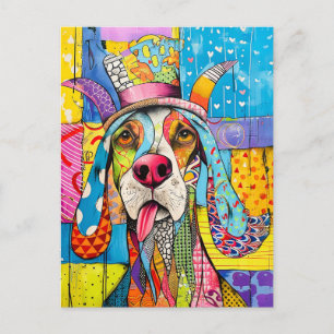 Pop-Art Dog Portrait in Retro Style Postkarte