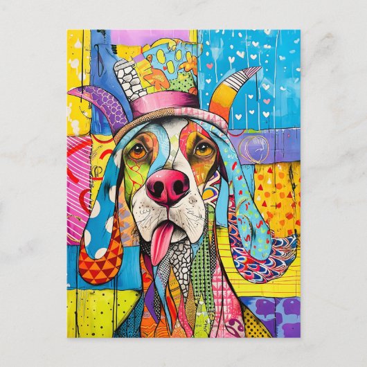Pop-Art Dog Portrait in Retro Style Postkarte (Vorderseite)