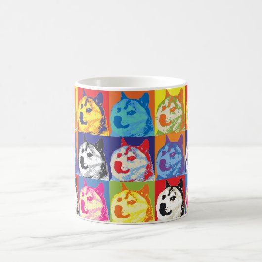 Pop Art Dogecoin Kaffeetasse (Mittel)