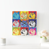Pop Art Dogecoin Quadratische Wanduhr (Zuhause)