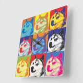 Pop Art Dogecoin Quadratische Wanduhr (Winkel)