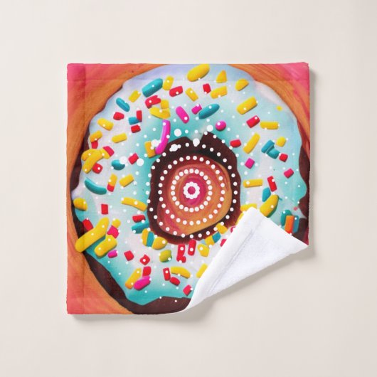 Pop Art Donut Badhandtuch Set (Waschlappen)