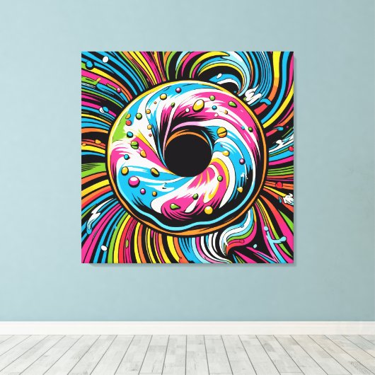 Pop Art Donut Leinwanddruck (Insitu (Holzboden))