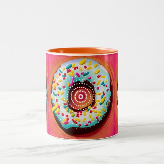 Pop Art Donut Zweifarbige Tasse (Mittel)