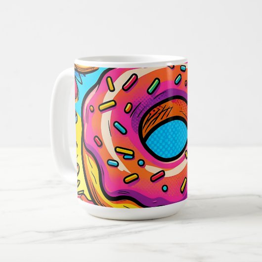 Pop-Art-Donuts-Muster Kaffeetasse (Vorderseite Links)