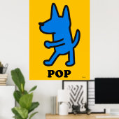 Pop Art Doster - Blaue Silhouette auf Gelb Poster (Heimbüro)