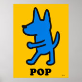 Pop Art Doster - Blaue Silhouette auf Gelb Poster (Vorne)