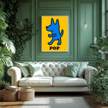 Pop Art Doster - Blaue Silhouette auf Gelb