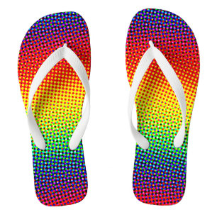 Pop Art Dots Rainbow Bright Farbiger Gay Pride Badesandalen